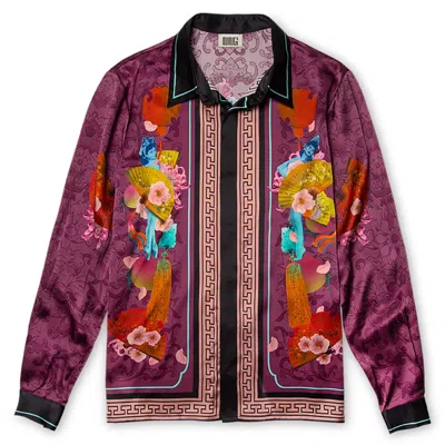 Ning Dynasty Men's Mulberry Silk Shirt In Burgundy In Purple/red