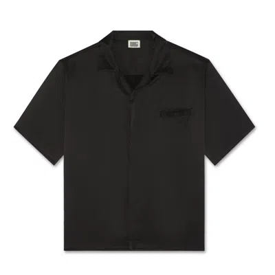 Ning Dynasty Men's Resort Mulberry Silk Shirt Black