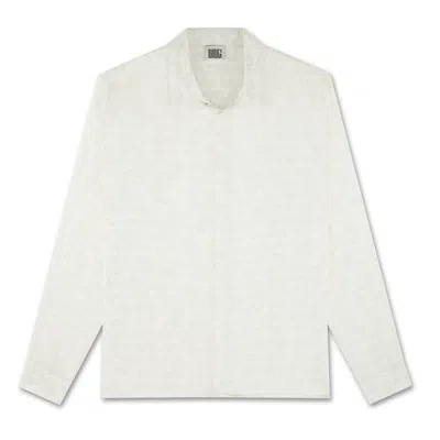 Ning Dynasty Men's White Resort Cloud Long Sleeve Silk Shirt Cannoli Cream
