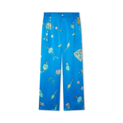 Ning Dynasty Women's Imperial Charms Silk Bottoms Blue