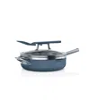Ninja Neverstick Premium Hard-anodized 8-quart Stock Pot With Glass Lid In Macaron Blue