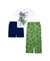 Ninja Turtles Little And Big Boys Short Sleeve Tee And Short Open Leg Pant, 3-piece Pajama Set In Assorted