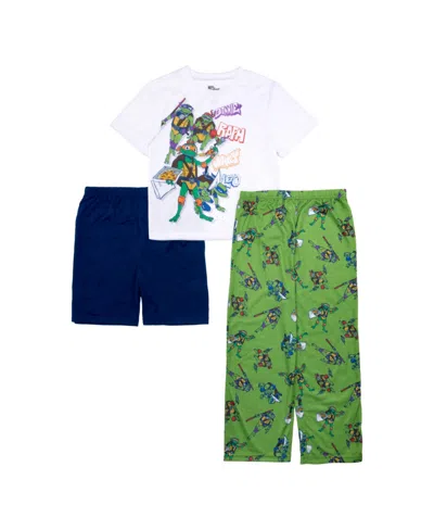 Ninja Turtles Kids' Little And Big Boys Short Sleeve Tee And Short Open Leg Pant, 3-piece Pajama Set In Assorted