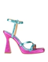 Ninni Woman Sandals Turquoise Size 7 Textile Fibers In Blue