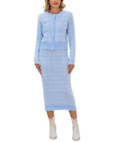 Nino Balcutti 2pc Cardigan & Skirt Set In Blue