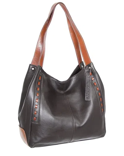 Nino Bossi Alyssa Durable Leather Satchel In Brown