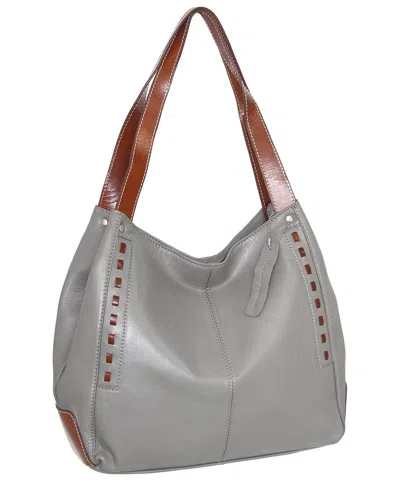 Nino Bossi Alyssa Durable Leather Satchel In Gray