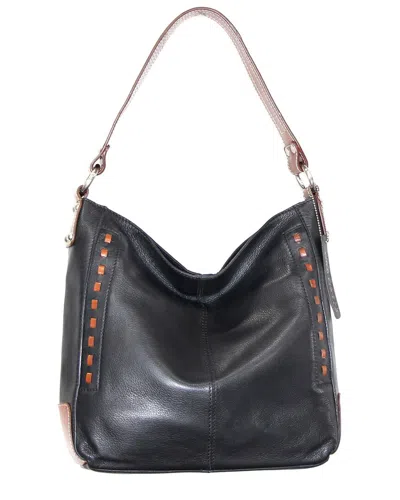 Nino Bossi Alyssa Genuine Leather Hobo Bag In Black