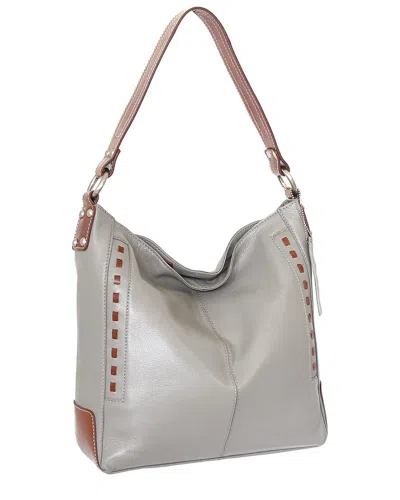 Nino Bossi Alyssa Genuine Leather Hobo Bag In Gray