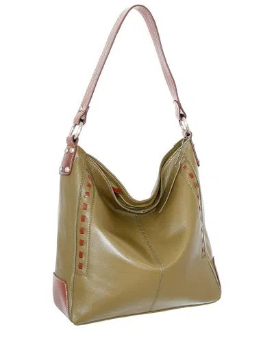 Nino Bossi Alyssa Genuine Leather Hobo Bag In Green