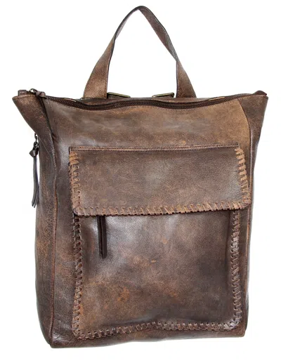 Nino Bossi Aviator Leather Backpack Purse In Brown