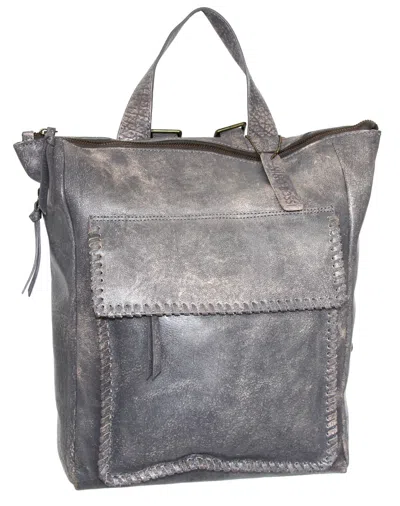 Nino Bossi Aviator Leather Backpack Purse In Grey In Gray