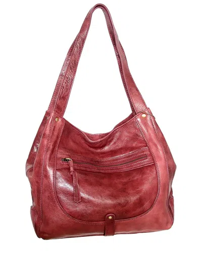 Nino Bossi Braylee Hand-dyed Vintage Leather Satchel In Red