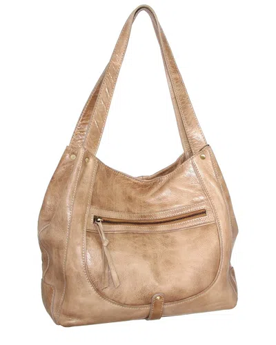Nino Bossi Braylee Hand-dyed Vintage Leather Satchel In Sand