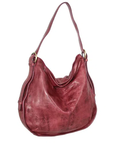 Nino Bossi Carlotta Hand-dyed Vintage Leather Hobo Bag In Red