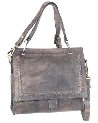 Nino Bossi Cleopatra Aviator Leather Satchel In Gray