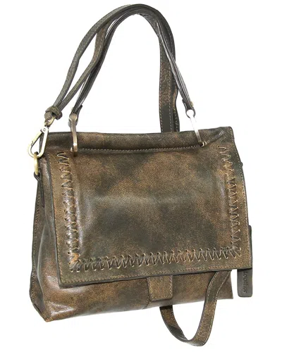 Nino Bossi Cleopatra Aviator Leather Satchel In Green