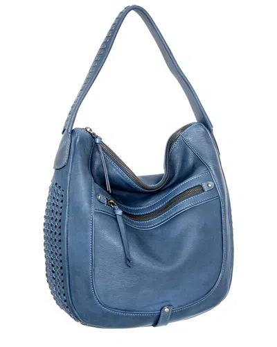 Nino Bossi Elina Hand-dyed Vintage Leather Hobo Bag In Blue