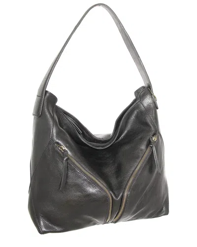 Nino Bossi Emily Hand-dyed Vintage Leather Hobo Bag In Black