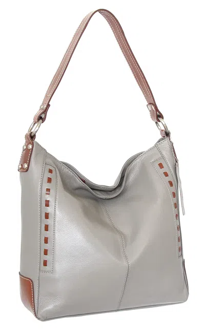 Nino Bossi Everyday Leather Hobo Bag In Stone In White