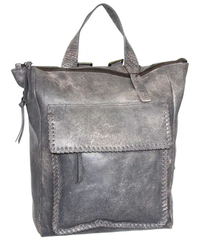 Nino Bossi Grand Aviator Leather Backpack In Gray