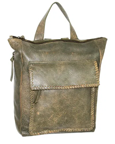 Nino Bossi Grand Aviator Leather Backpack In Green