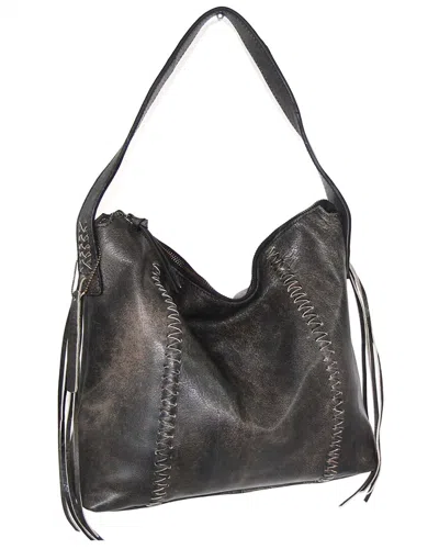 Nino Bossi La Maja Hobo Aviator Leather Shoulder Bag In Black