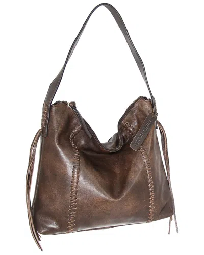 Nino Bossi La Maja Hobo Aviator Leather Shoulder Bag In Brown