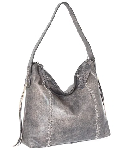 Nino Bossi La Maja Hobo Aviator Leather Shoulder Bag In Gray