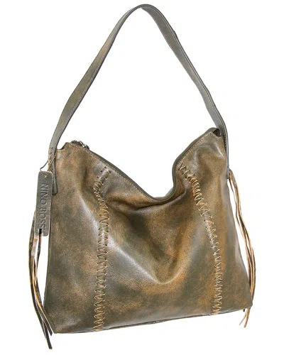 Nino Bossi La Maja Hobo Aviator Leather Shoulder Bag In Green