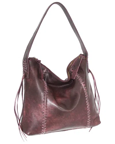 Nino Bossi La Maja Hobo Aviator Leather Shoulder Bag In Red