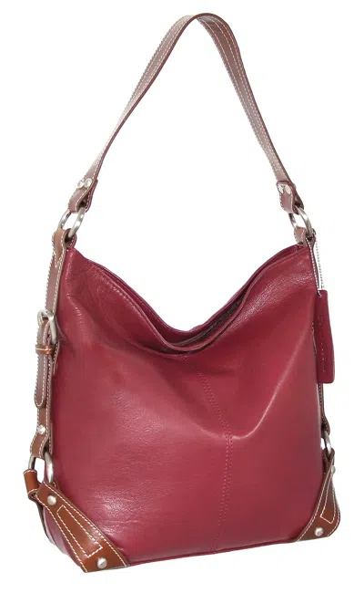 Nino Bossi Leather Bucket Bag In Cabernet In Red