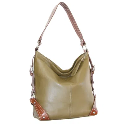 Nino Bossi Leather Bucket Bag In Loden In Green