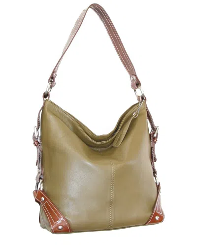 Nino Bossi Moda Milano Hobo Genuine Leather Bucket Bag In Green