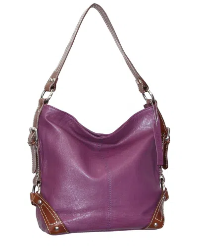 Nino Bossi Moda Milano Hobo Genuine Leather Bucket Bag In Purple