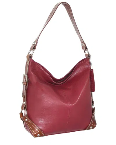 Nino Bossi Moda Milano Hobo Genuine Leather Bucket Bag In Red