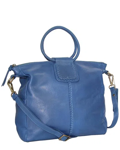 Nino Bossi Tonya's Ring Genuine Leather Tote In Blue