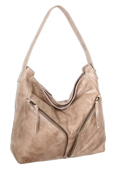 Nino Bossi Vintage Leather Multi-pocket Hobo In Taupe In Brown