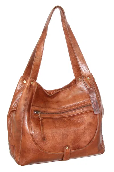 Nino Bossi Vintage Leather Organizer Satchel In Cognac In Orange