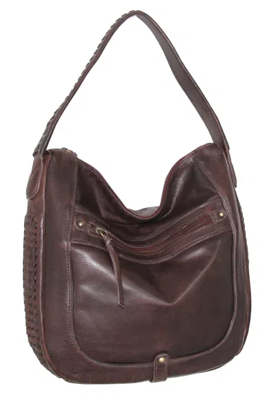 Nino Bossi Vintage Leather Woven Accent Hobo In Walnut In Brown