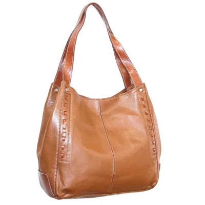 Nino Bossi Whipstitch Leather Satchel In Cognac In Green