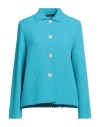 Nino Colombo Woman Blazer Azure Size 2 Viscose, Polyester In Blue