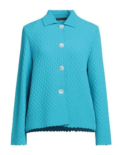 Nino Colombo Woman Blazer Azure Size 2 Viscose, Polyester In Blue