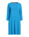 Nino Colombo Woman Mini Dress Azure Size 8 Rayon, Pbt - Polybutylene Terephthalate In Blue