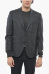 Nino Danieli Check Virgin Wool Flap Pocket 2-button Blazer In Gray