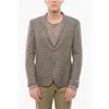 Nino Danieli Checkered Motif Wool Blend Single Breasted Blazer In Gray