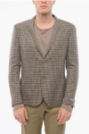 Nino Danieli Checkered Motif Wool Blend Single Breasted Blazer In Gray