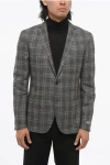 Nino Danieli Checkered Motif Wool Blend Single Breasted Blazer With Patch