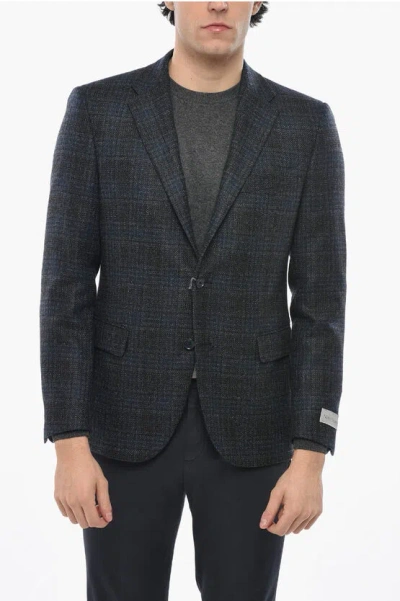 Nino Danieli District Check Virgin Wool Blend Blazer In Blue