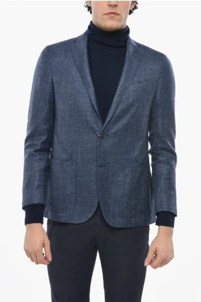Nino Danieli Half-lined Silk Blend Blazer With Patch Pockets In Blue